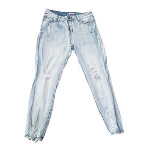Refuge Skinny Ripped Distressed Light Blue Denim Jeans Cropped Ankle | Size 8